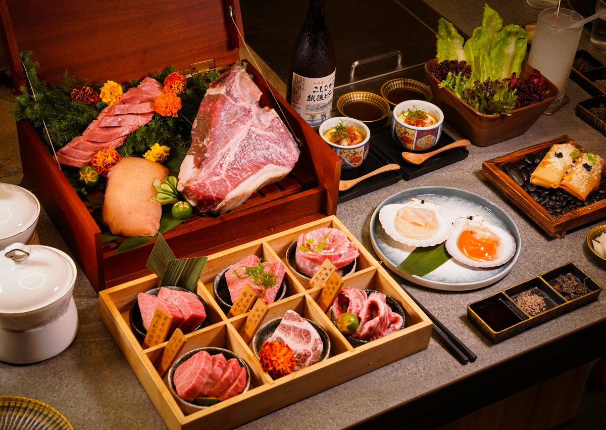 [高雄燒肉推薦]明燒肉文自旗艦店-海鮮控和牛控都來!超有儀式感高雄燒肉無菜單!最扯的雙人帝王蟹燒肉套餐 @美食好芃友（芃芃）