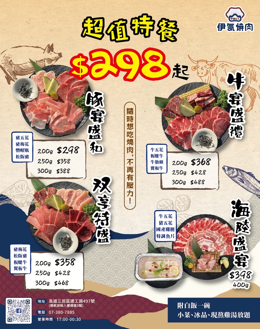 [高雄]伊氣燒肉-建工商圈超夯高雄燒肉!298元起超值特餐燒肉拼盤超划算~ @美食好芃友（芃芃）
