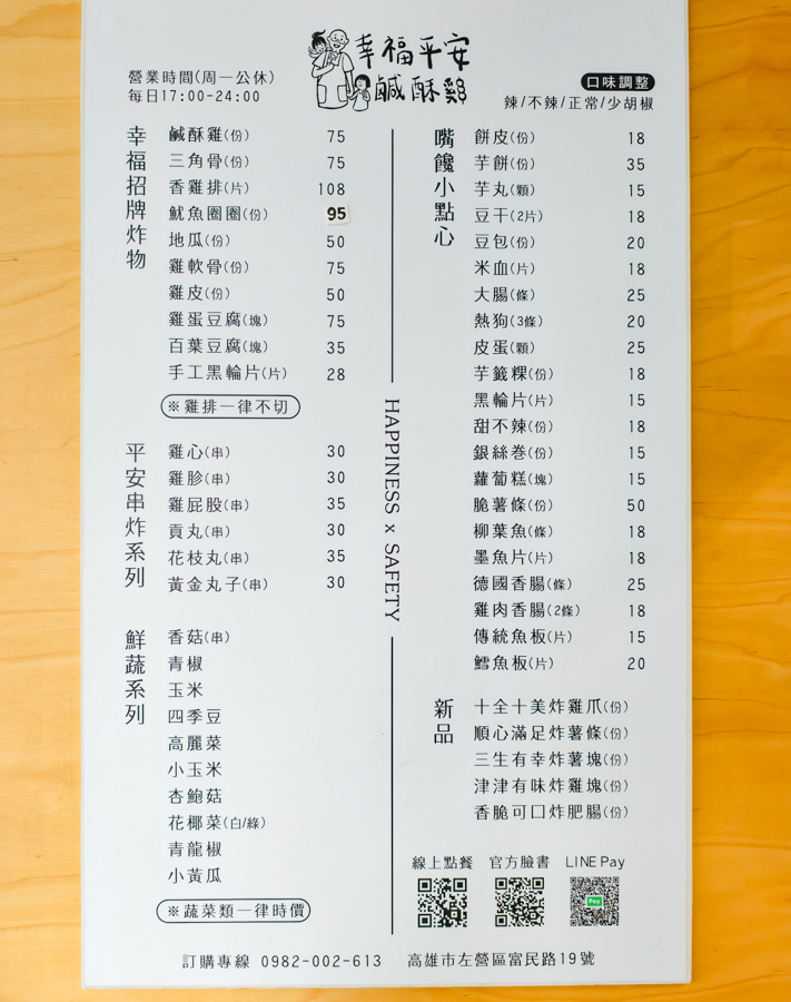 [高雄]幸福平安鹹酥雞-傍晚排隊到宵夜!料好實在高雄鹹酥雞~必點厲害炸魷魚! @美食好芃友（芃芃）